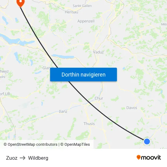 Zuoz to Wildberg map