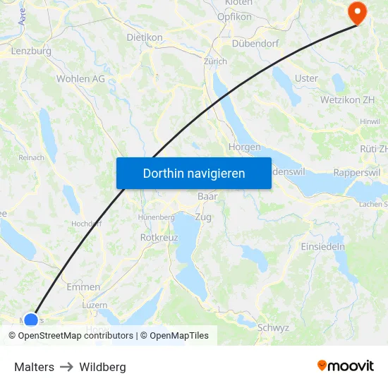 Malters to Wildberg map