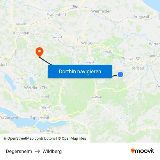Degersheim to Wildberg map