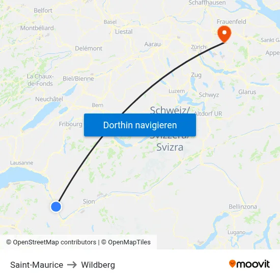 Saint-Maurice to Wildberg map