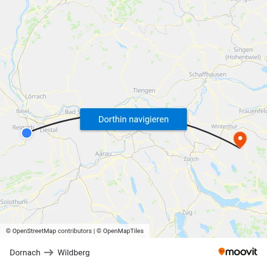 Dornach to Wildberg map