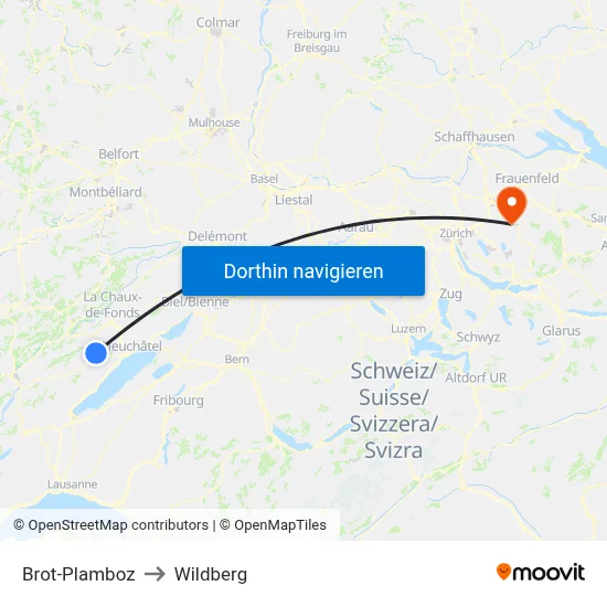 Brot-Plamboz to Wildberg map