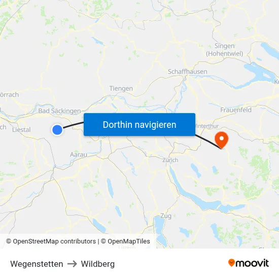 Wegenstetten to Wildberg map