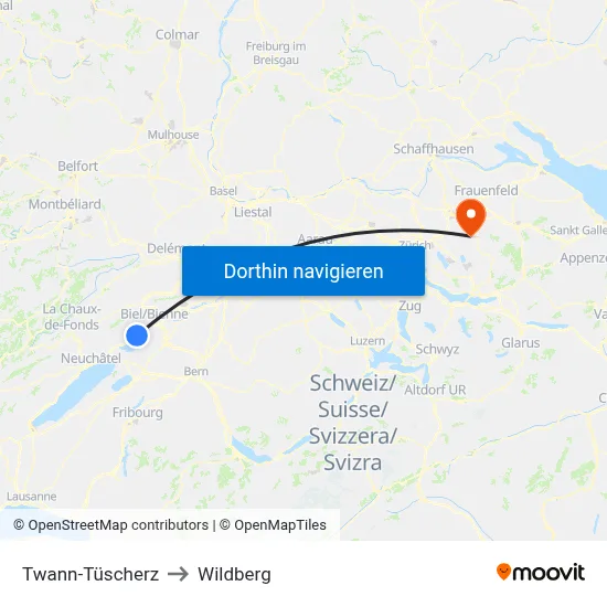 Twann-Tüscherz to Wildberg map