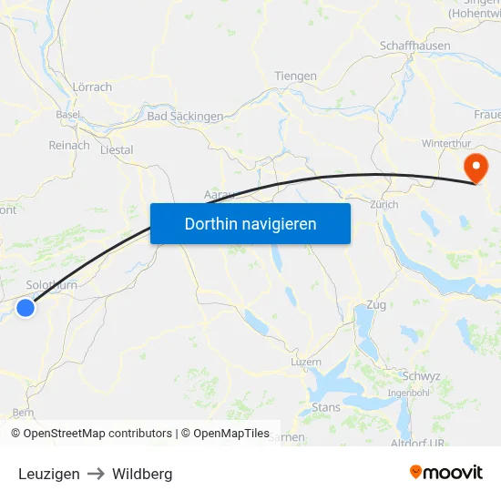 Leuzigen to Wildberg map