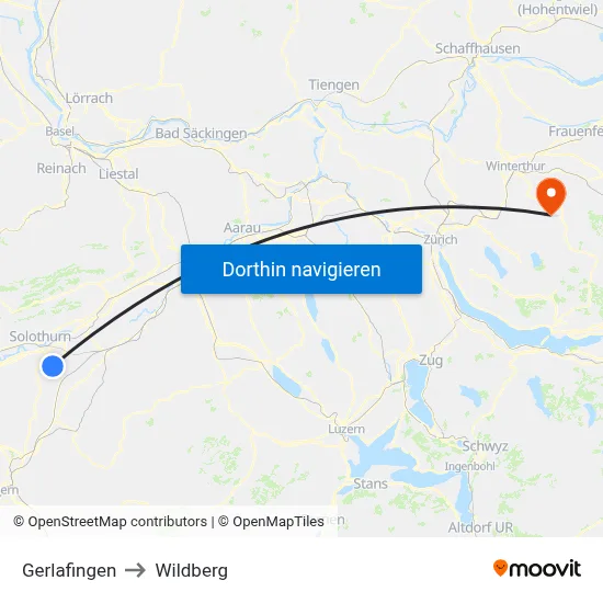 Gerlafingen to Wildberg map