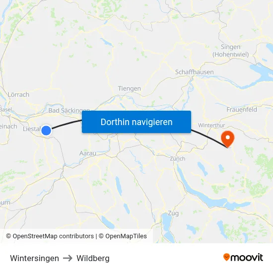 Wintersingen to Wildberg map
