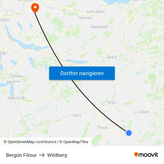 Bergün Filisur to Wildberg map