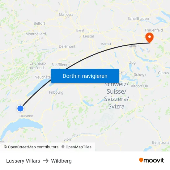 Lussery-Villars to Wildberg map