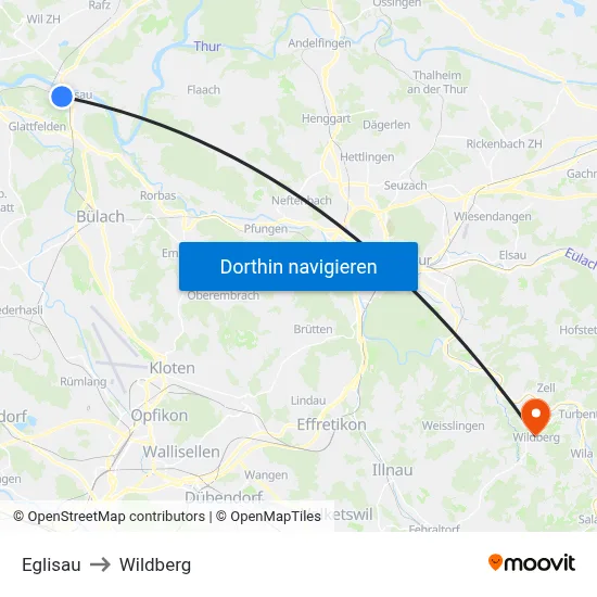 Eglisau to Wildberg map