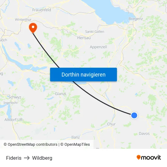 Fideris to Wildberg map