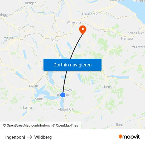 Ingenbohl to Wildberg map