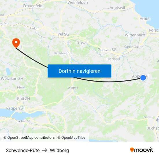 Schwende-Rüte to Wildberg map