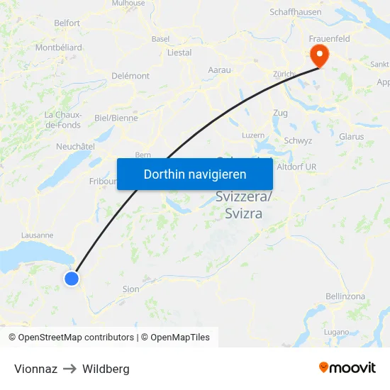 Vionnaz to Wildberg map