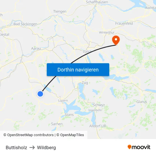 Buttisholz to Wildberg map
