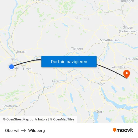 Oberwil to Wildberg map