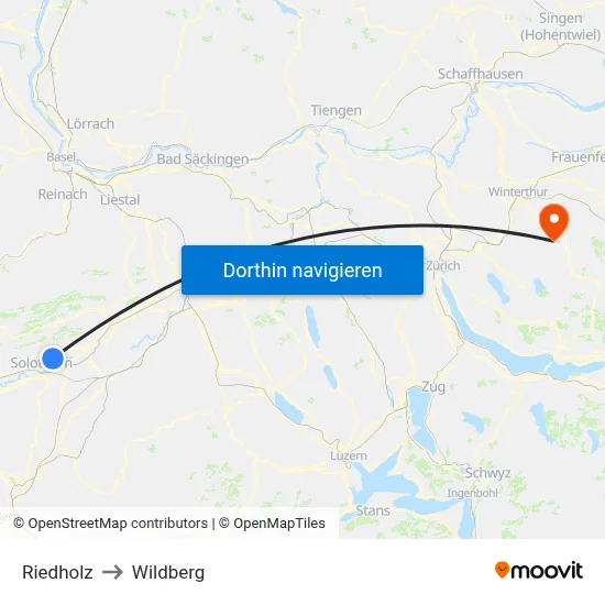 Riedholz to Wildberg map