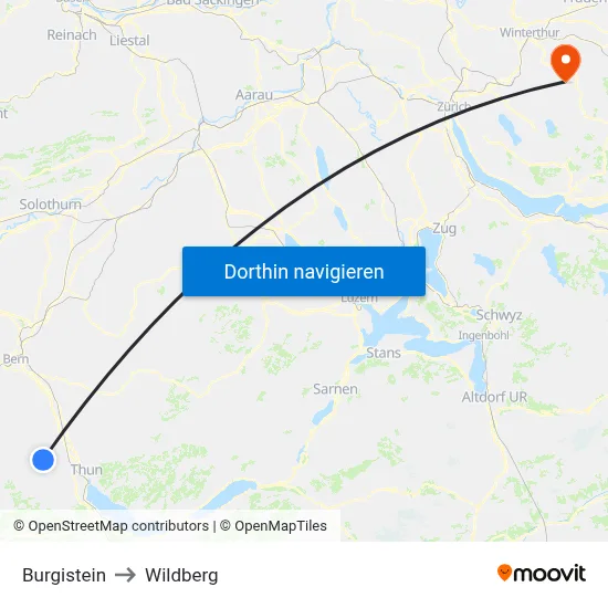 Burgistein to Wildberg map