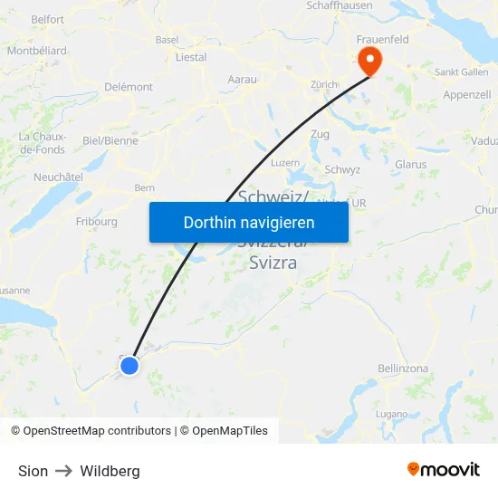 Sion to Wildberg map