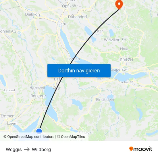 Weggis to Wildberg map