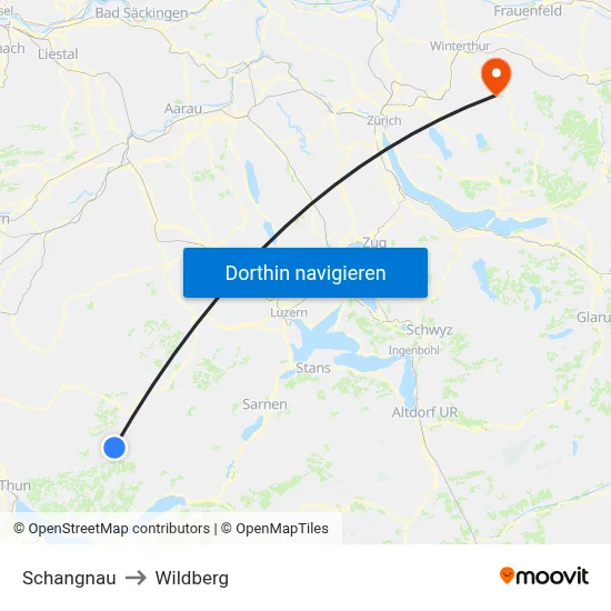 Schangnau to Wildberg map