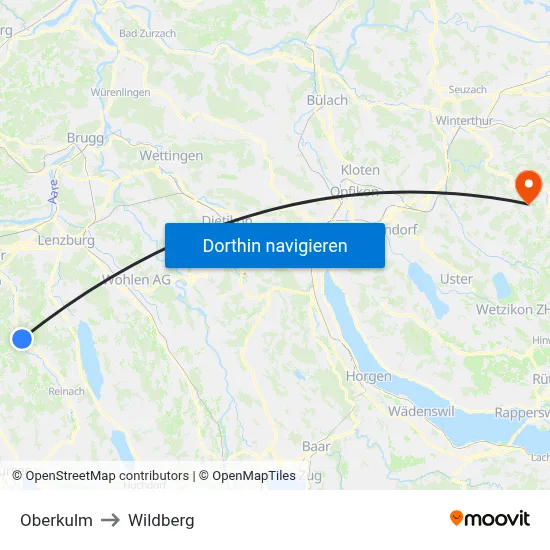 Oberkulm to Wildberg map