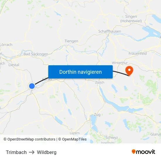 Trimbach to Wildberg map