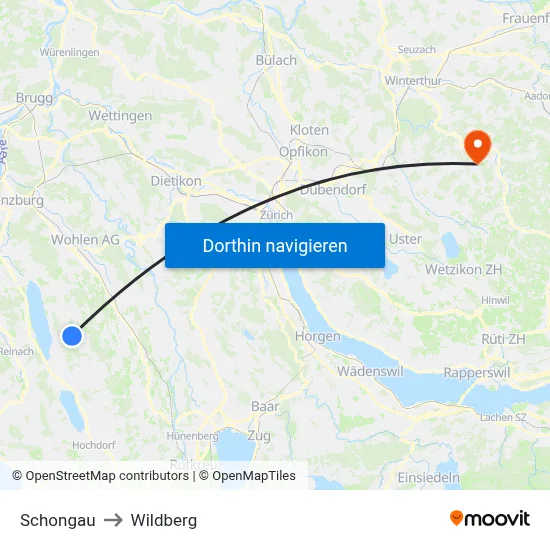 Schongau to Wildberg map