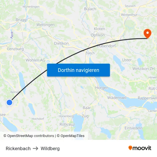 Rickenbach to Wildberg map