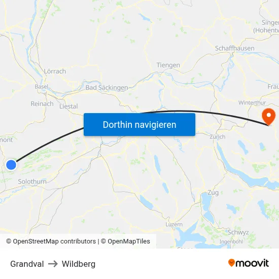 Grandval to Wildberg map
