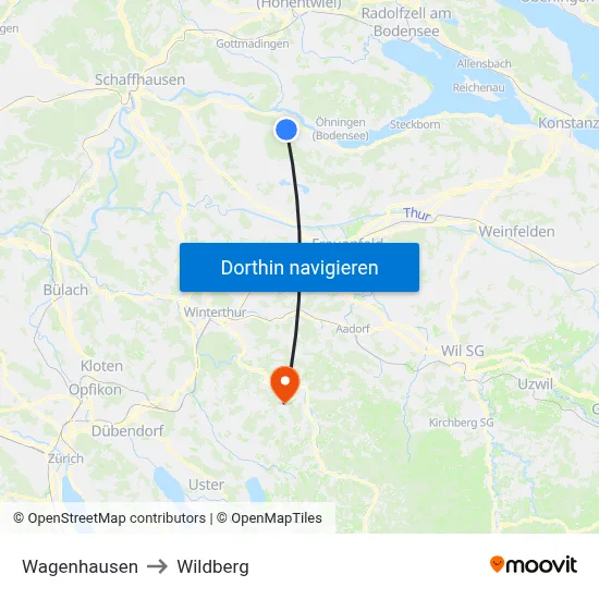 Wagenhausen to Wildberg map