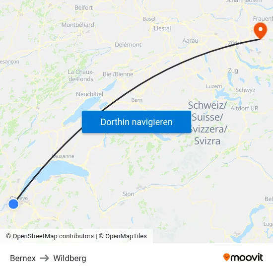 Bernex to Wildberg map