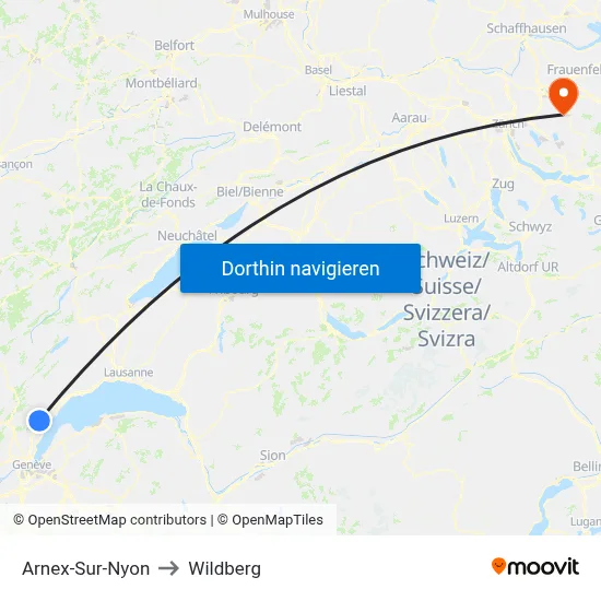 Arnex-Sur-Nyon to Wildberg map
