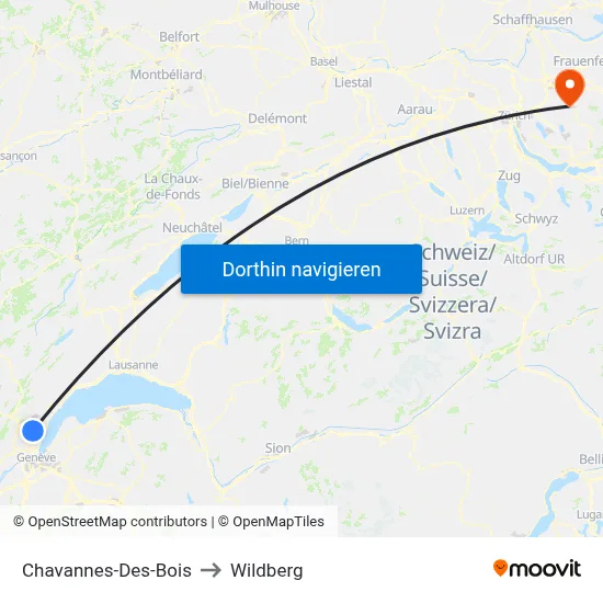 Chavannes-Des-Bois to Wildberg map