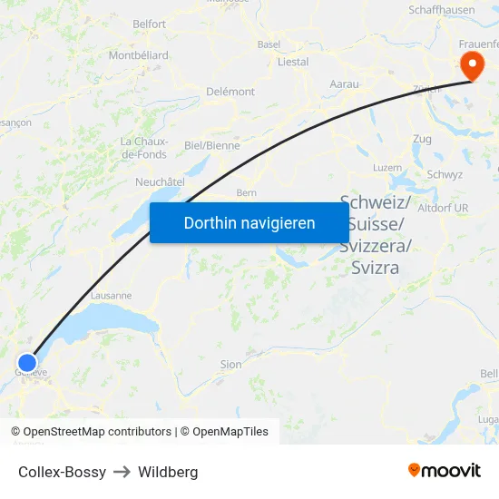 Collex-Bossy to Wildberg map