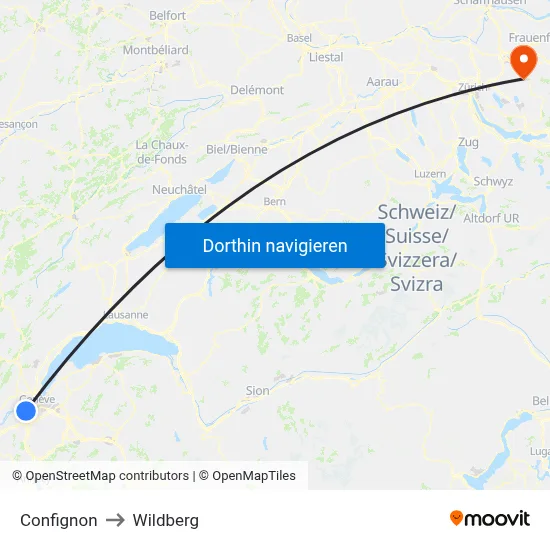 Confignon to Wildberg map