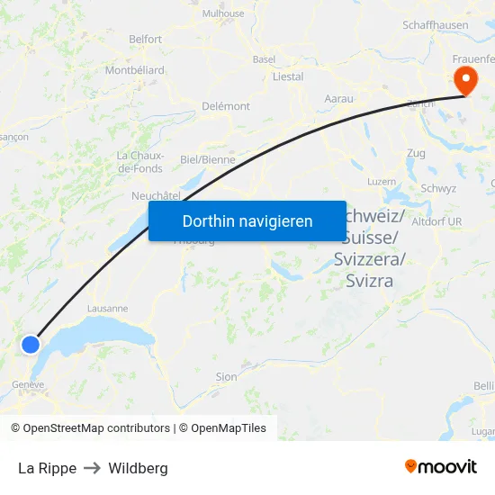 La Rippe to Wildberg map