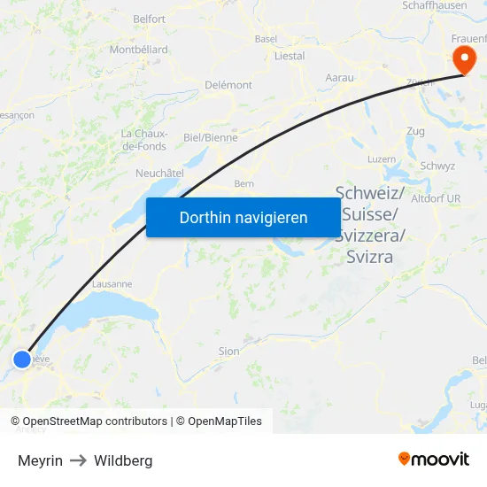 Meyrin to Wildberg map