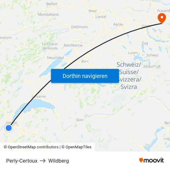 Perly-Certoux to Wildberg map