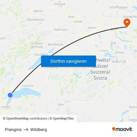 Prangins to Wildberg map