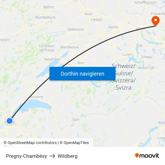 Pregny-Chambésy to Wildberg map
