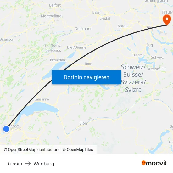 Russin to Wildberg map