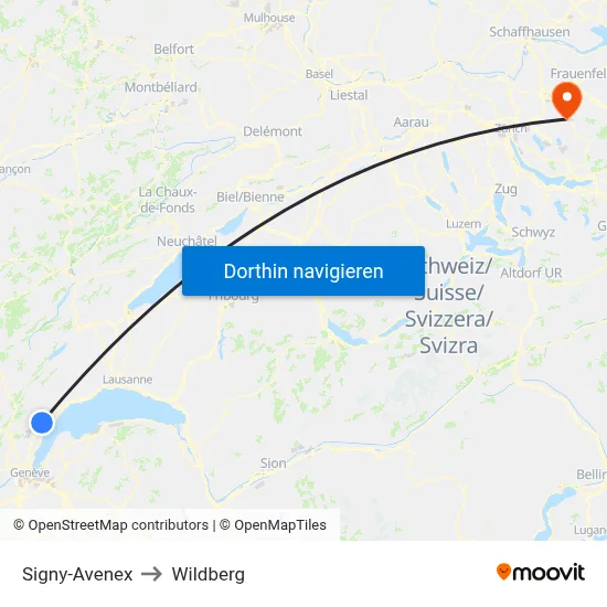 Signy-Avenex to Wildberg map