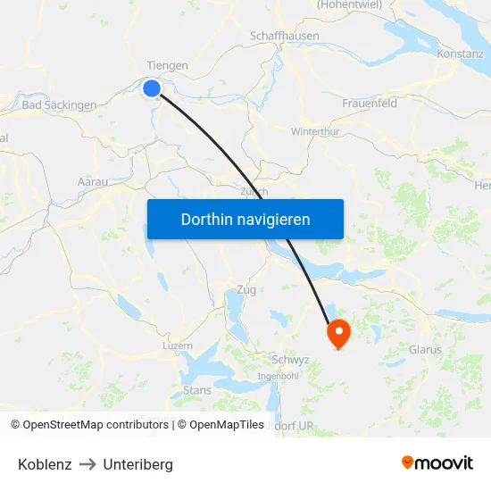 Koblenz to Unteriberg map