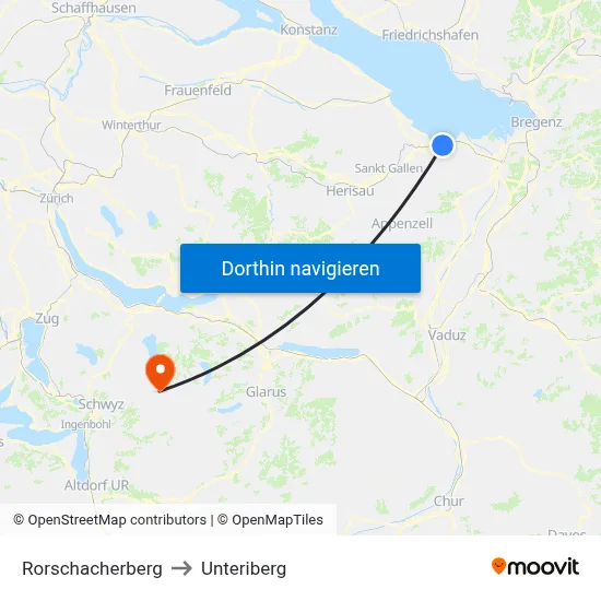 Rorschacherberg to Unteriberg map