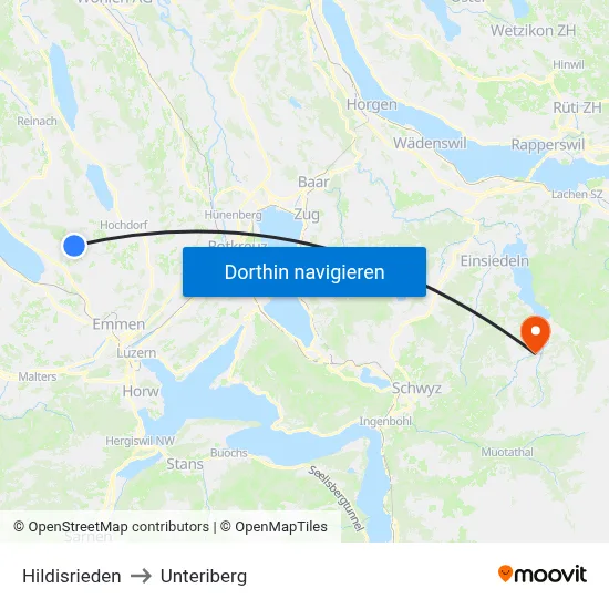 Hildisrieden to Unteriberg map