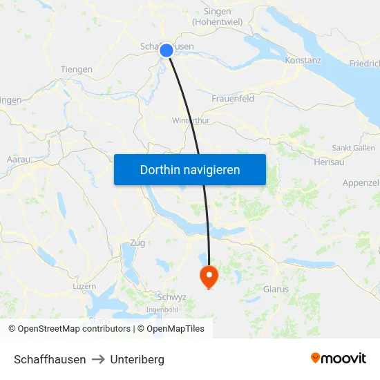 Schaffhausen to Unteriberg map