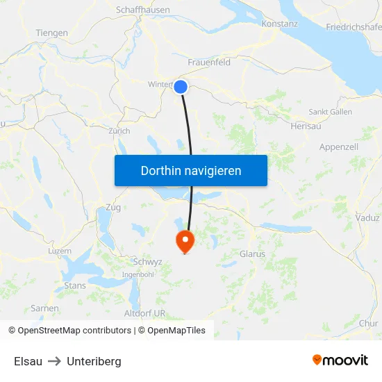 Elsau to Unteriberg map