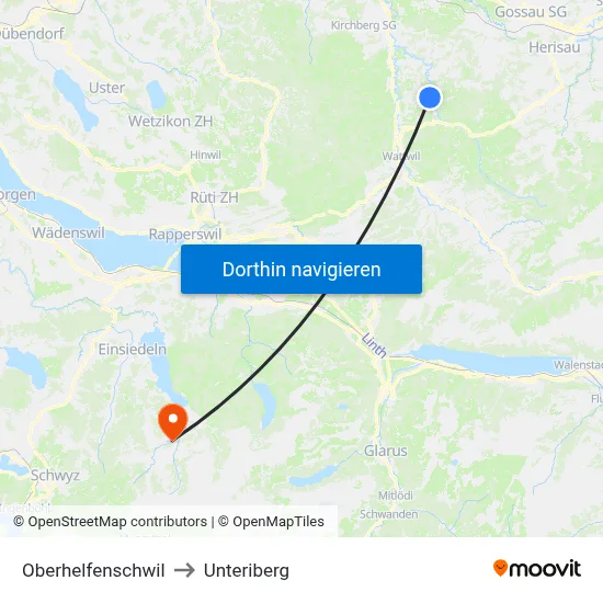 Oberhelfenschwil to Unteriberg map
