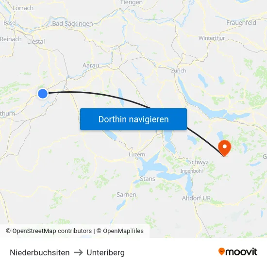 Niederbuchsiten to Unteriberg map
